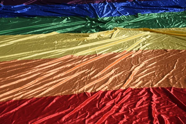 Bandera Arco Iris Desfile Del Orgullo Gay Belgrado Serbia — Foto de Stock