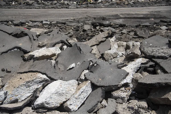 broken concrete, street under reconstruction in Belgrade, Serbia