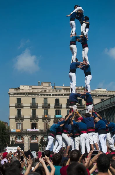 Barcelona Spain September 2014 Castellers Human Towers Catalonia Performes National — Stock Photo, Image