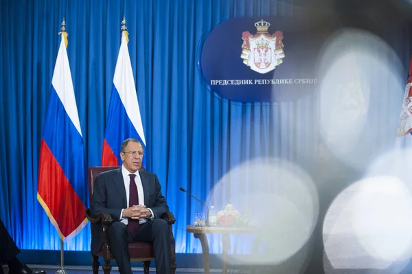 Sergey Lavrov en Belgrado, Serbia — Foto de Stock