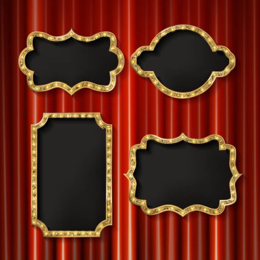 Retro tarzı broşürleri kümesi. Vektör çizim. Retro ışık çerçeveler.