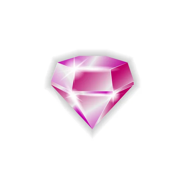 Rosa Bländande Diamant Vit Bakgrund Vektorillustration — Stock vektor