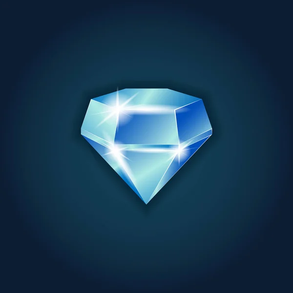 Diamant Bleu Éblouissant Sur Fond Noir Illustration Vectorielle — Image vectorielle