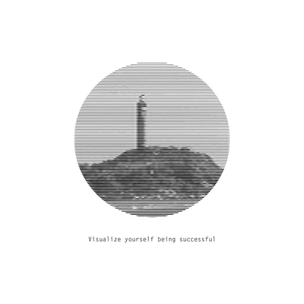 Imagen Motivacional Los Viajes Lighthouse Logotipo Gráfico Blanco Negro Ilustración — Vector de stock