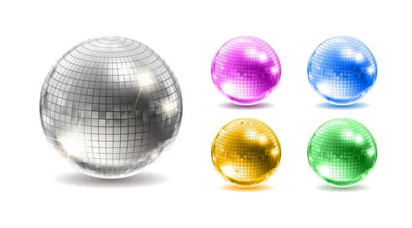 Set Van Disco Ballen Disco Achtergrond Vectorillustratie — Stockvector