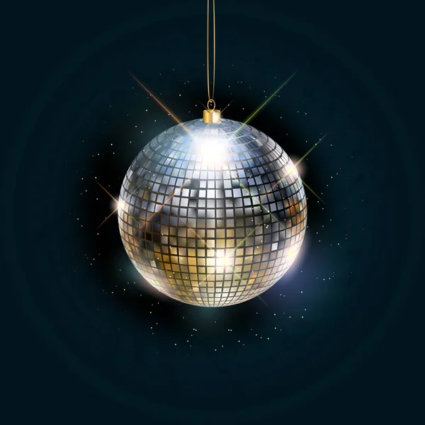 迪斯科球与明亮的光线 颜色柔和的夜党背景 矢量插图 — 图库矢量图片