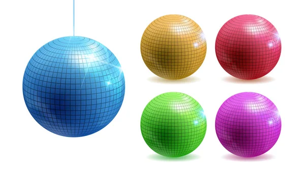 Set Van Disco Ballen Disco Achtergrond Vectorillustratie — Stockvector