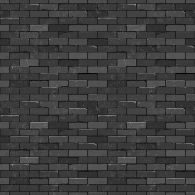 Sorunsuz doku vintage siyah tuğla duvar. Vektör çizim