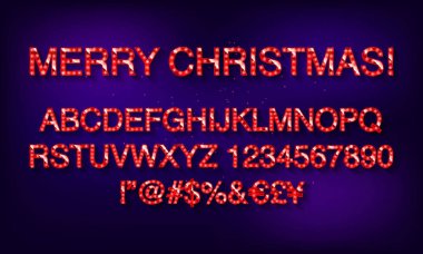 Altın Harfler ve Rakamlarla Mutlu Noeller. Karanlık bir arka planda. Düzenlemesi kolay. Vektör illüstrasyonu