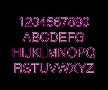 Parlak neon ışıkları vektör işaretleri, typeset, mektup, yazı tipi, alfabe vektör çizim