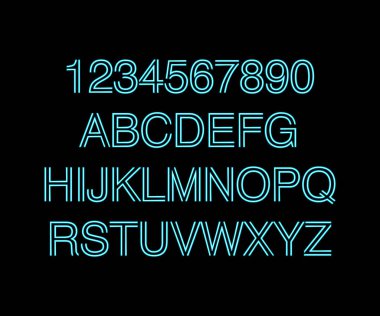 Parlak neon ışıkları vektör işaretleri, typeset, mektup, yazı tipi, alfabe vektör çizim