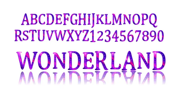 Wonderland Lettertype Fee Abc Briefjes Magisch Beest Met Lange Gestreepte — Stockvector