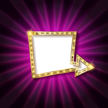 Elektrik ampuller ile gerçekçi 3d ok. Işık işareti. Vektör çizim.