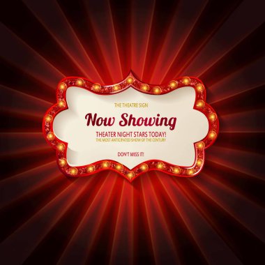 Arka planında ampuller olan kırmızı çerçeve. Vektör illüstrasyonu