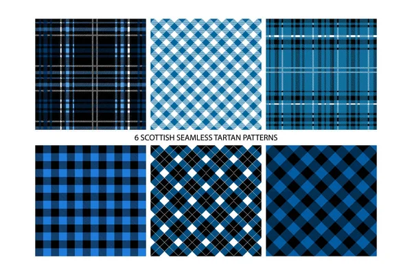 Lumberjack Tartan Buffalo Check Plaid Patterns Blue Trendy Hipster Style — Stock Vector