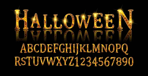 Vintage Halloween Original Typeface Estilo Retro Espeluznante Halloween Font Ilustración — Vector de stock