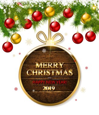 Noel tipografik arka plan öğeleri ile bir top kurdu. Vektör çizim