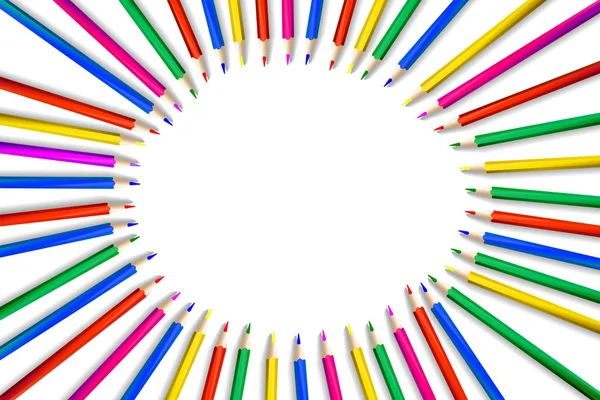 Crayones Conjunto Lápices Colores Libremente Dispuestos Vector Sobre Fondo Blanco — Vector de stock