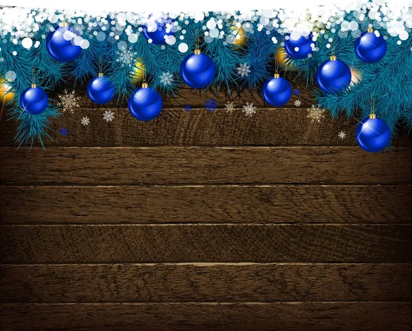 Décoration Noël Sur Une Vieille Planche Bois Grunge Illustration Vectorielle — Image vectorielle