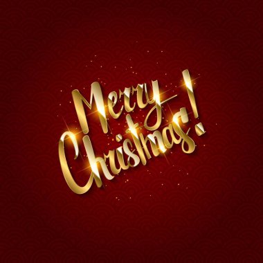 Neşeli Noel metin. Kaligrafi yazı. Tebrik kartı şablonu. Yeni yıl ve Xmas tatil tasarım. Vektör çizim.