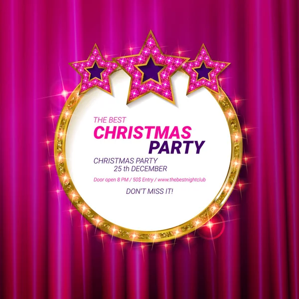 Inbjudan Merry Christmas Party 2019 Affisch Banner Och Kort Designmall — Stock vektor