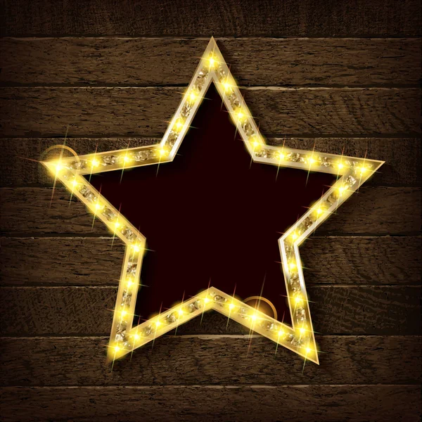 Gran Estrella Madera Con Gran Número Luces Encienden Hermosa Decoración — Archivo Imágenes Vectoriales