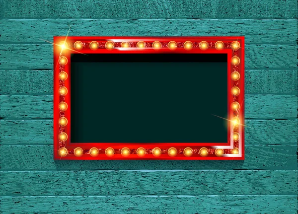 Retro Lichtsignalform Altes Theater Casino Oder Zirkus Beleuchtetes Leuchtrahmen Banner — Stockvektor