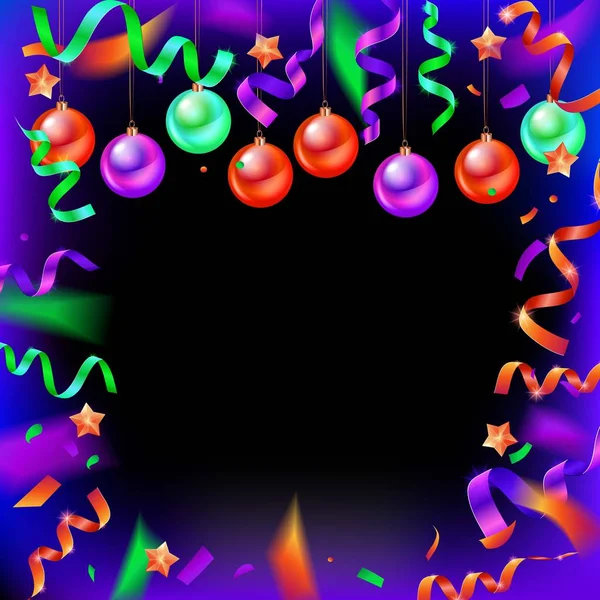 Illustration Vectorielle Fond Noël 2019 Avec Boules Couleur Noël Confettis — Image vectorielle