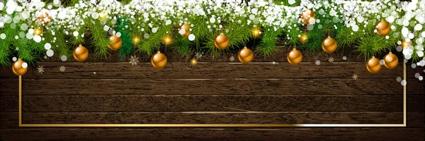 Fundo Natal Com Decorações Madeira Luzes Spot Espaço Livre Para — Vetor de Stock