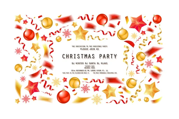 Рождественская Вечеринка Приглашение Ужин Плакат Листовка Поздравительная Открытка Шаблон Меню — стоковый вектор