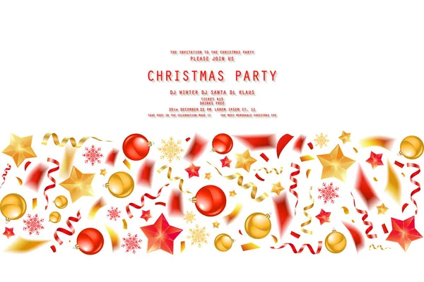 クリスマスのパーティーやディナーの招待状 ポスター チラシ グリーティング カード メニュー デザイン テンプレート 白い背景ベクトル図の上 — ストックベクタ