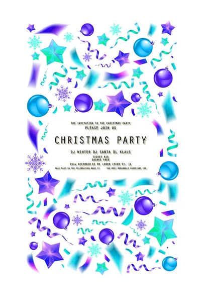 Weihnachtsfeier Oder Dinnereinladung Plakat Flyer Grußkarte Menüvorlage Auf Weißem Hintergrund — Stockvektor