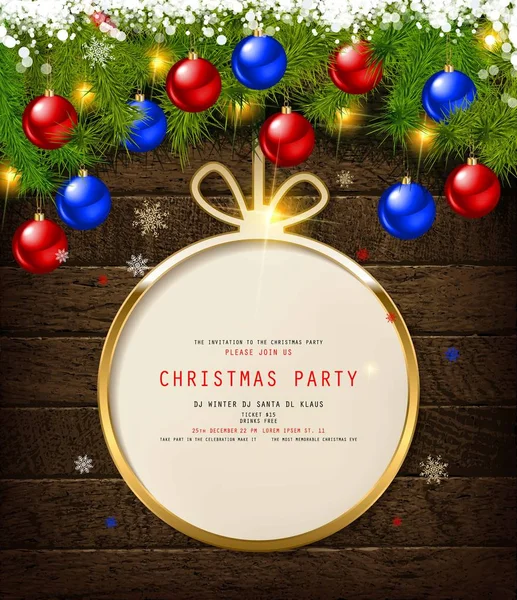 Invitation Fête Noël Sur Fond Bois Avec Des Moules Des — Image vectorielle