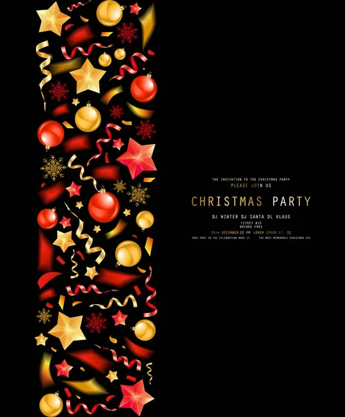 Рождественская Вечеринка Приглашение Ужин Плакат Листовка Поздравительная Открытка Шаблон Меню — стоковый вектор