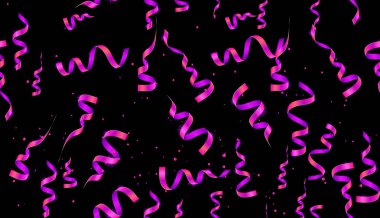 Flamalar ve konfeti, renkli yılan ile Seamless modeli. Vektör arka plan