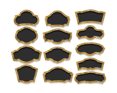 Beyaz zemin üzerine altın vintage çerçeve kümesi. Vektör çizim