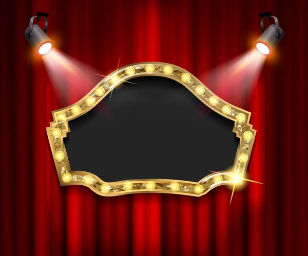 Theater Sign Curtain Spotlight Vector Illustration — Stock Vector