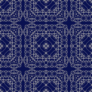 Muhteşem Dikişsiz desen beyaz mavi turuncu Fas, Portekiz fayans, Azulejo, süsler. Kullanılabilir duvar kağıdı, desen dolgularını, web sayfası arka planı, yüzey dokuları için. Vektör çizim