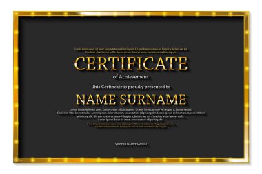 Lüks sertifika veya diploma şablonu. Vektör çizim