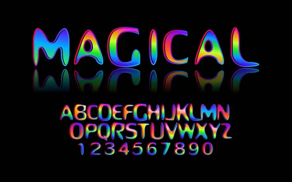 Kleurrijke Gestileerd Vector Magische Kleur Lettertype Typografische Vormgeving — Stockvector