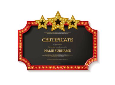 Sertifika retro tasarım şablonu vektör çizim beyaz arka plan üzerinde