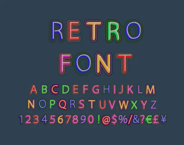 Vector Oblique Retro Font Alphabet 80S 90S — Stock Vector