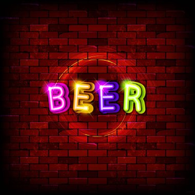 Parlak neon bira pub tabela