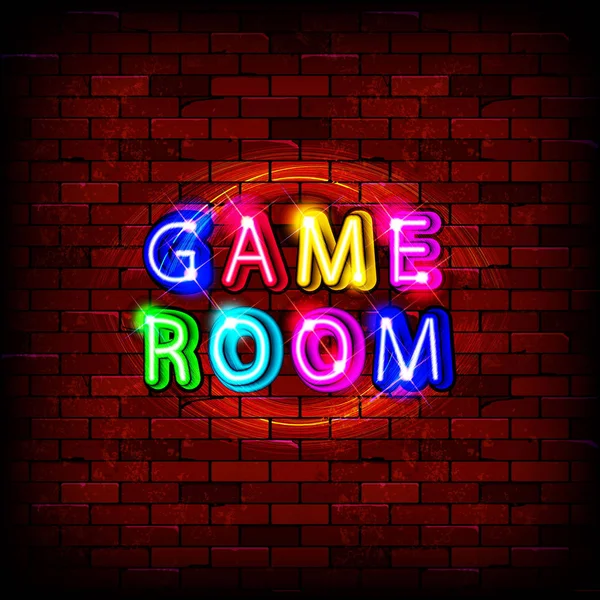 Game room neon sign — Stock Vector
