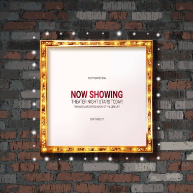 Altın Çerçeve sinema eski tuğla duvar.