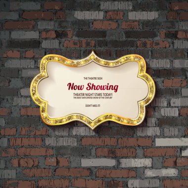 Altın çerçeve ışık ampuller ile