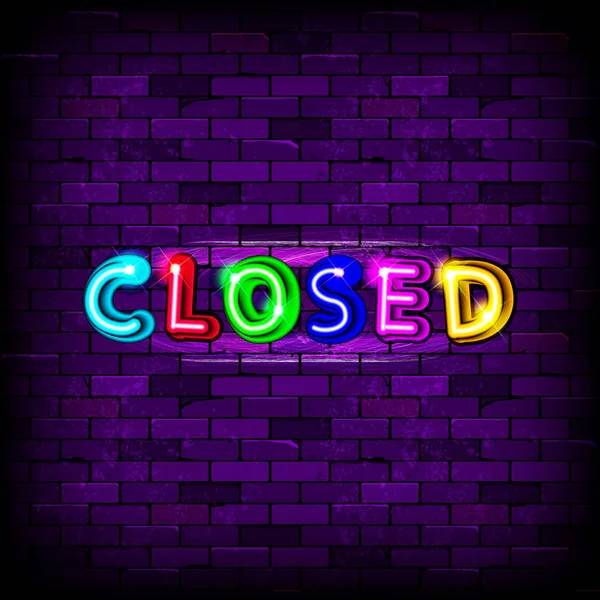 CLOSED -Realistic Neon Sign Vector Graphics