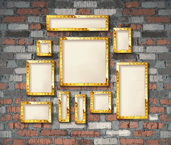 Set gouden vintage frames — Stockvector