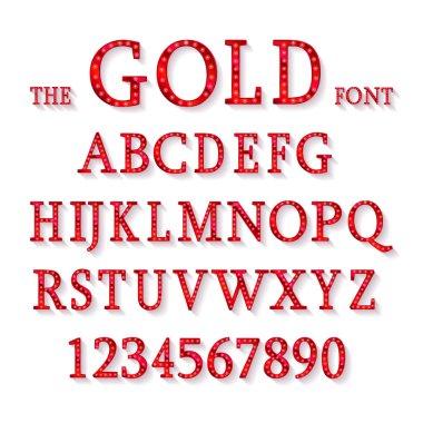 Kırmızı metalik yazı tipi.