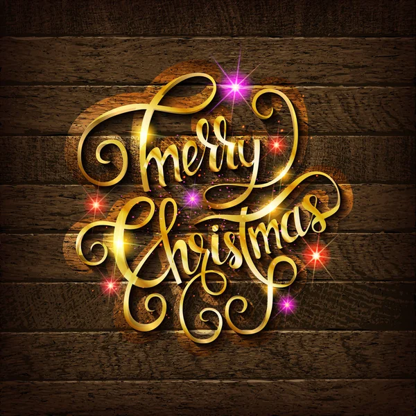 Feliz Navidad oro letras brillantes — Vector de stock